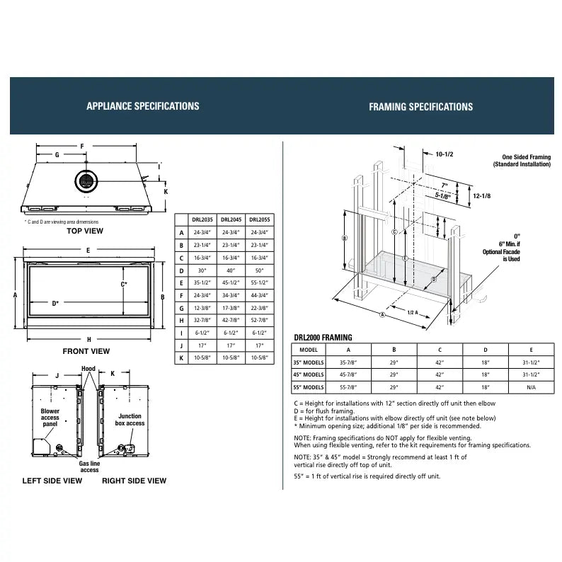 Superior DRL2035 Linear Direct Vent Gas Fireplace - 35"