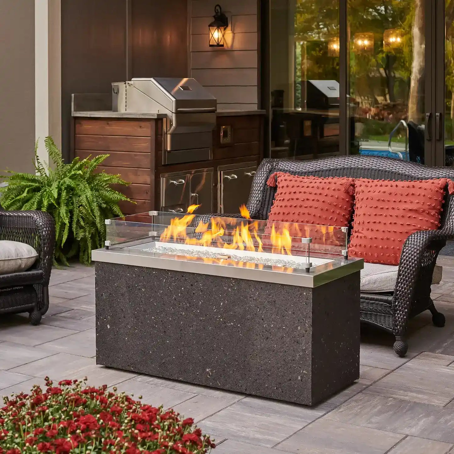 Outdoor GreatRoom Key Largo Fire Pit Table - Stainless Steel