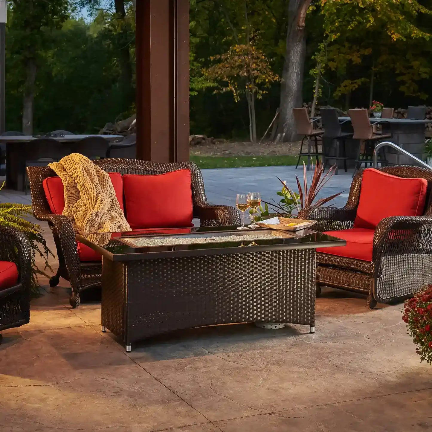 Outdoor GreatRoom Montego Linear Brown Fire Pit Table