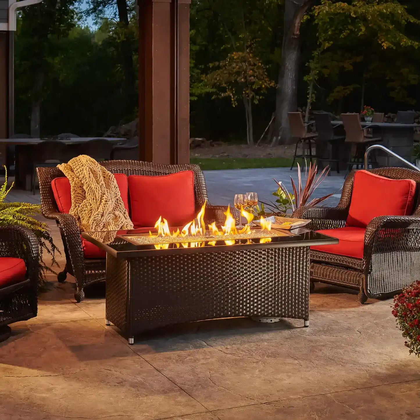 Outdoor GreatRoom Montego Linear Brown Fire Pit Table