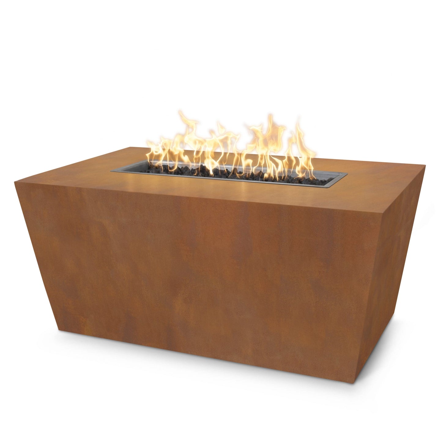 Outdoor Plus Mesa Fire Table - Corten Steel, Hammered Copper, Stainless Steel