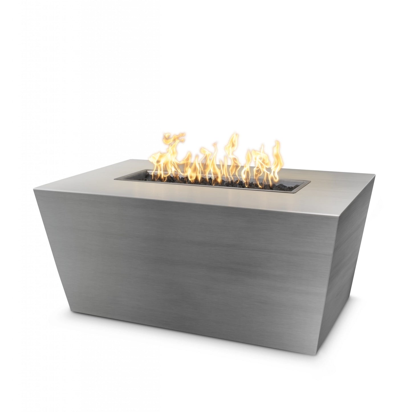 Outdoor Plus Mesa Fire Table - Corten Steel, Hammered Copper, Stainless Steel