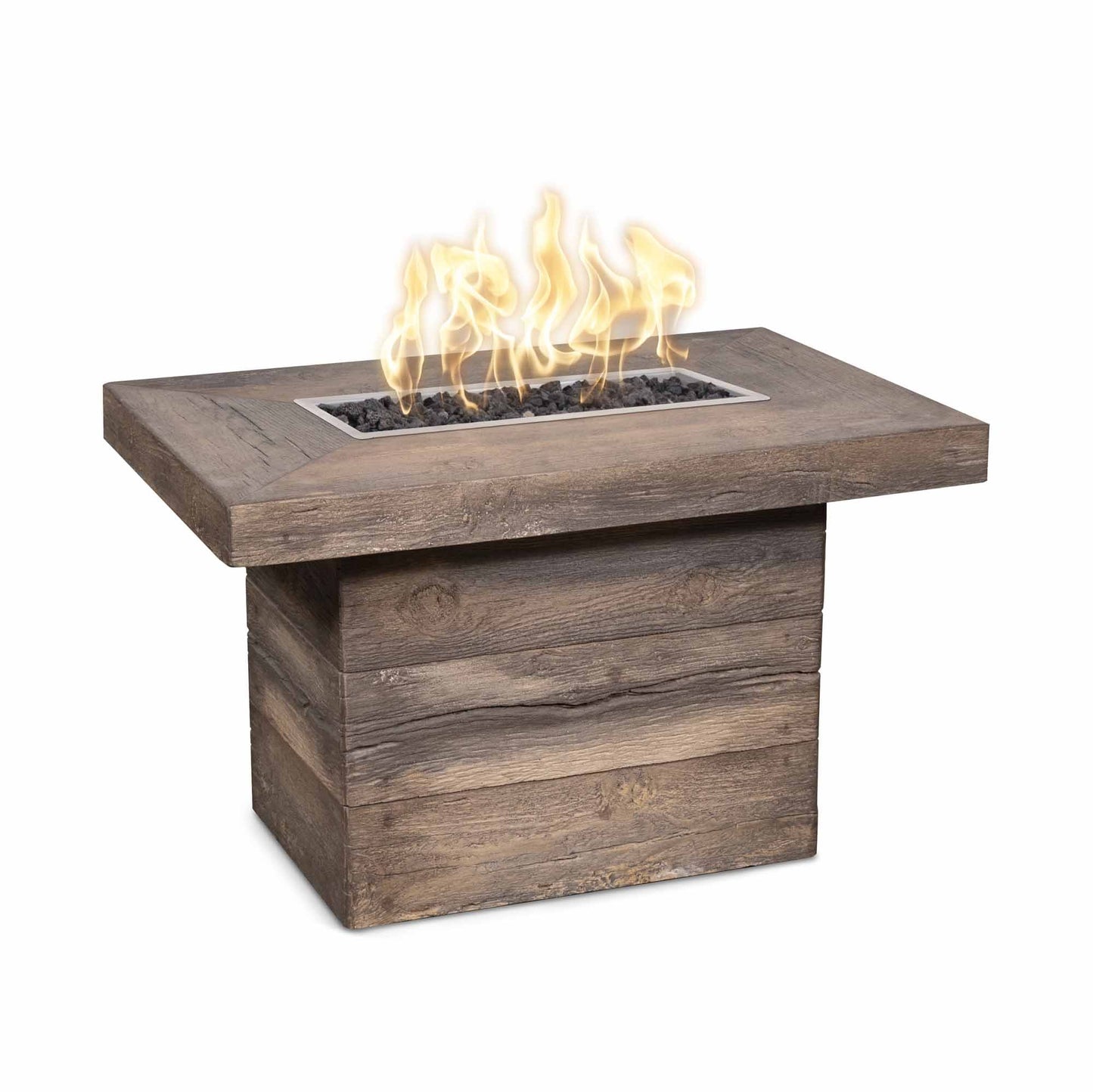 Outdoor Plus Alberta Wood Grain Fire Table - 36x24-Inch