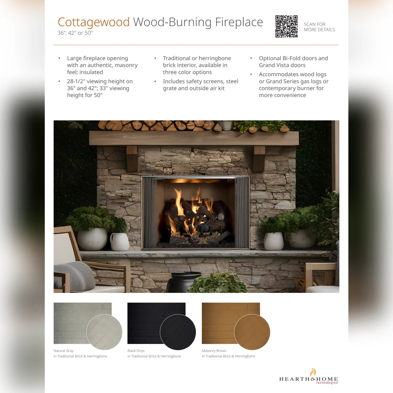 Majestic Cottagewood 42" Outdoor Wood Burning Fireplace