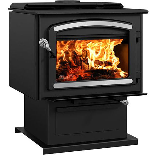 Drolet Escape 2100 Wood Stove with Brushed Nickel Trims